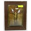 Image 1 : ANTIQUE FRAMED BUBBLE GLASS CRUCIFIX