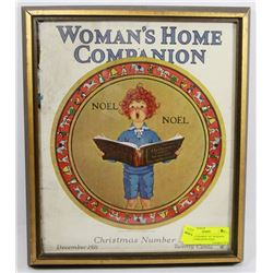 ANTIQUE FRAMED 1921 WOMANS HOME COMPANION NOEL