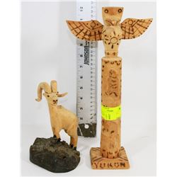 LOT OF 2 FRANK TOM(NWT) CARVINGS, TOTEM AND