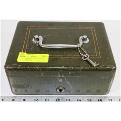 OLD VINTAGE LOCKING SAFETY BOX WITH KEYS