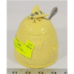 ANTIQUE J. ELLIOTT HONEY POT WITH SPOON