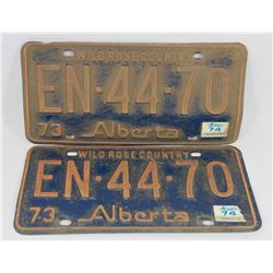 SET OF 2-1973 LICENSE PLATES