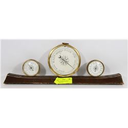 VINTAGE WOOD AND BRASS WEATHER UNIT.