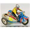 Image 1 : VINTAGE TOY WINDUP MOTOR CYCLE WITH SIDE CAR