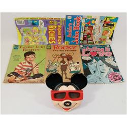 FIVE 12-15 CENT & ASSORTED COMICS WITH VINTAGE