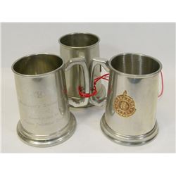 LOT OF 3 VINTAGE PEWTER MUGS