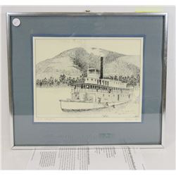 VINTAGE NAKUSP STERNWHEELER FRAMED PRINT