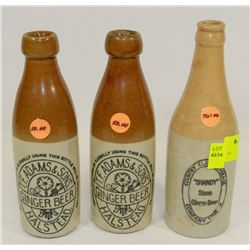 LOT OF THREE GINGER BEER BOTTLES