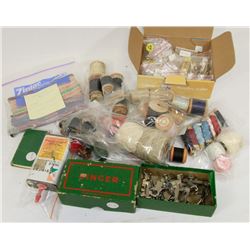 VINTAGE SEWING SUPPLIES AND TIE CLIPS