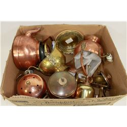 BOX OF COPPER AND BRASS COLLECTIBLES