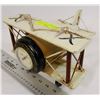 Image 1 : LARGE HEAVY TIN AIRPLANE CLOCK, ANTIQUE