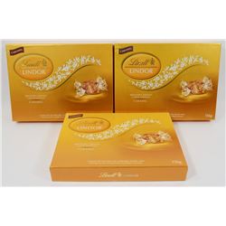 THREE BOXES OF LINDT CARAMEL CHOCOLATES