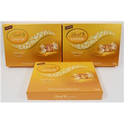THREE BOXES OF LINDT CARAMEL CHOCOLATES