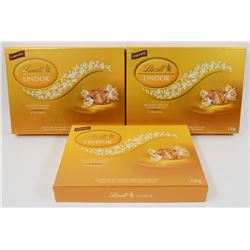 THREE BOXES OF LINDT CARAMEL CHOCOLATES