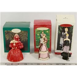 3 COLLECTOR SERIES BARBIE ORNAMENTS INCL.