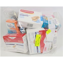 BAG OF ASSORTED ADHESIVE BANDAGES AND MORE