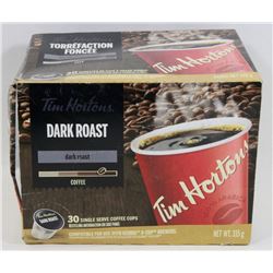 30 PACK OF TIM HORTONS DARK ROAST K-CUPS
