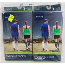 2 SIGVARIS SPORTS ATHLETIC RECOVERY SOCKS