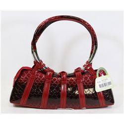 RED SNAKESKIN STYLE HANDBAG