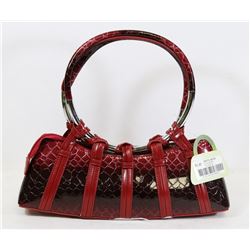 RED SNAKESKIN STYLE HANDBAG