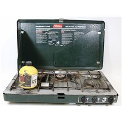COLEMAN 3 BURNER PROPANE STOVE WITH FULL TANK
