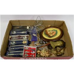 ESTATE FLAT OF SPOONS & RELIGIOUS ITEMS