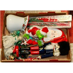 FLAT OF X-MAS DECOR, NUT CRACKER, GRINCH & MORE
