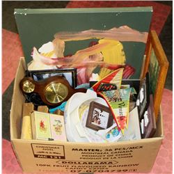 BOX OF VINTAGE PAINTINGS, ASSORTED ART, DECOR,