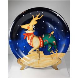 1)  REINDEER XMAS PLATE