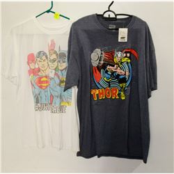 LOT OF 2 SUPER HERO TSHIRTS INCL WHITE LARGE