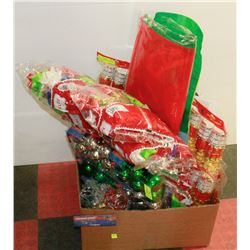 BOX OF ASSORTED CHRISTMAS DECORATIONS