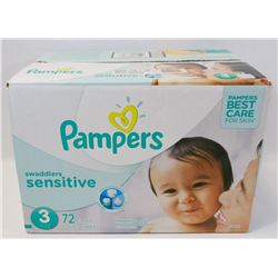 72PC CASE OF PAMPERS SWADDLERS SIZE 3