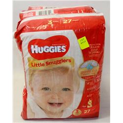 3 PACKS OF 27 HUGGIES LITTLE SNUGGLERS DIAPERS