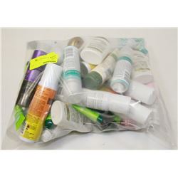 BAG OF ASSORTED TRAVEL TOILETRIES