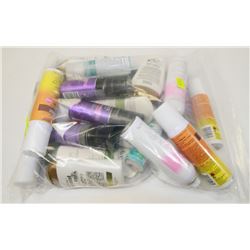 BAG OF ASSORTED TRAVEL TOILETRIES