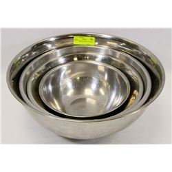 LOT OF 4 METAL BOWLS VARIOUS SIZES