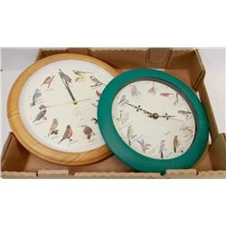 TWO VINTAGE BIRD MOTIFF WALL CLOCKS