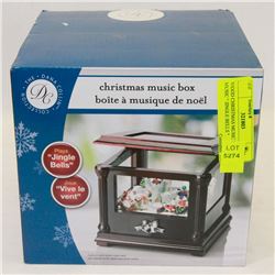WOOD CHRISTMAS MUSIC BOX W/ MUSIC " JINGLE BELLS "