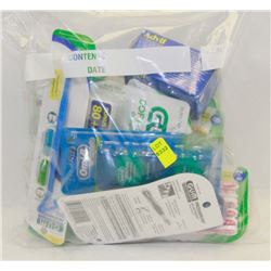 BAG OF ASSORTED DENTAL HYGIENE ITEMS AND