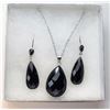 Image 1 : 10)  BLACK STONE PEAR SHAPED BRIOLETTE