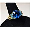 Image 1 : 13)  GOLD TONE LONDON BLUE TOPAZ FASHION