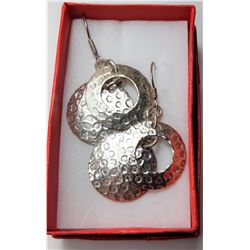 17)  HAMMERED SILVER DROP EARRINGS