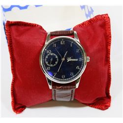 NEW  GENEVA MENS RETRO DESIGN LEATHER BAND ANALOG