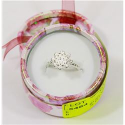 NEW SOLID SILVER TONE BEAUTIFUL FLOWERS RING