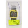 Image 1 : NEW SHAGWEAR WATCH, YELLOW SQUARE FACE, BLACK STRAP
