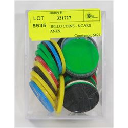 LOT OF 25 JELLO COINS - 8 CARS AND 17 PLANES.