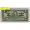 Image 1 : 1937 CANADIAN 1 DOLLAR BILL.