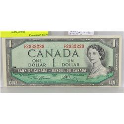1954 CANADIAN POKER HAND SERIAL #(4-2'S, 2-9'S)
