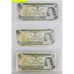 LOT OF 3 CANADIAN 1 DOLLAR BILLS