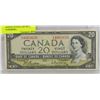 Image 1 : 1954 CANADIAN 20 DOLLAR BILL, MODIFIED PORTRAIT